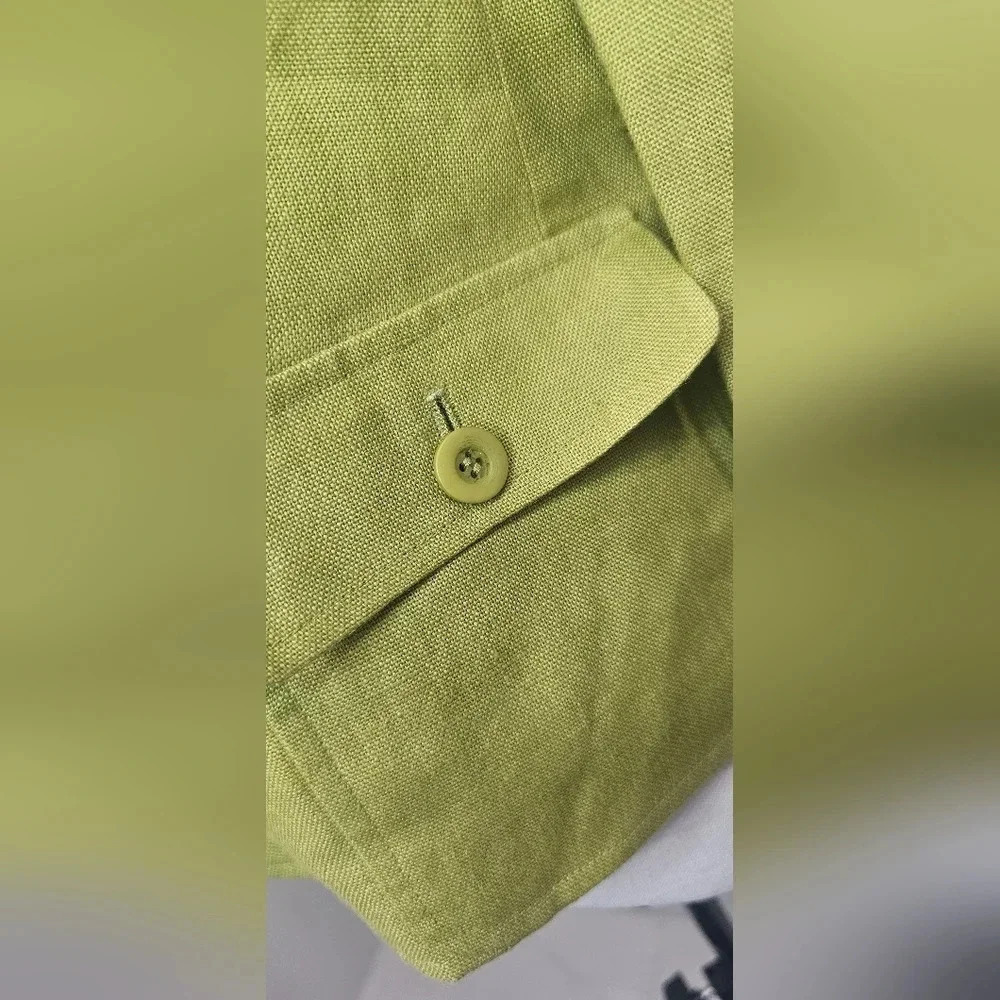 Talbots Womens Blazer Jacket Irish Linen Button Green Spring Summer Size 4 - Picture 5 of 14